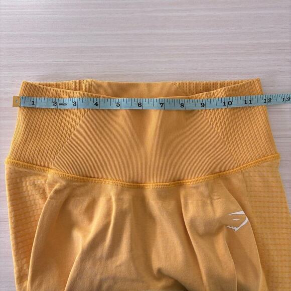 Gymshark Vital Rise Seamless Leggings Size Medium Yellow Marl High Rise Ruched - Picture 8 of 12